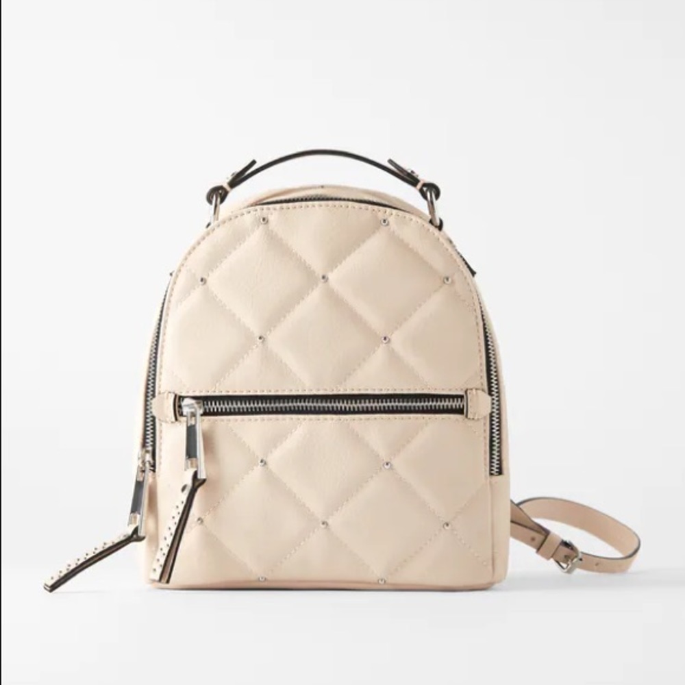 Zara medium size quilted backpack with studs